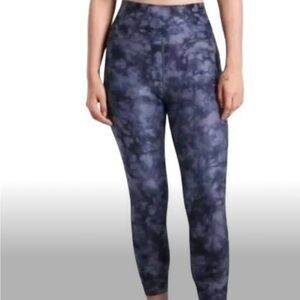 Athleta Blue Tie Dye Salutation Stash Pocket Workout Leggings Size XS